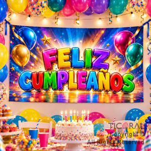 BANNER FELIZ CUMPLEA�OS MULTICOLOR 1,80 X 1,20 MTS